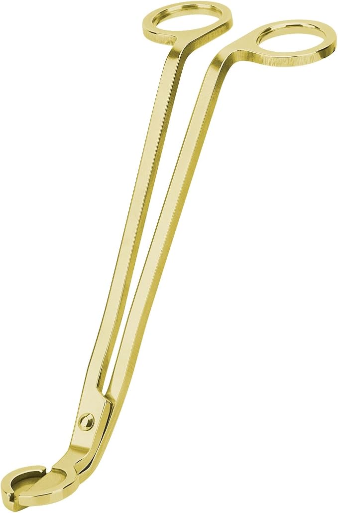 CHEFBEE Gold Stainless Steel Candle Wick Trimmer | Polished Wick Clipper, Clean Even Burn, Prevents Soot Buildup, Reaches Deep Jar Candles, Sturdy Precice Cutting
