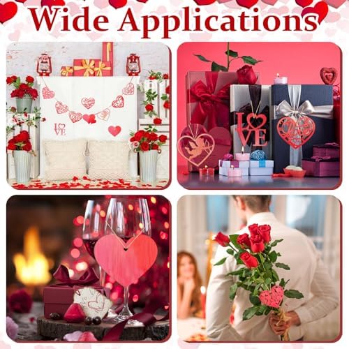80PCS Wooden Heart Ornaments to Paint Valentine's Day Craft,10 Styles DIY Blank Unfinished Wood Heart Cutouts Ornament for Crafts Spring Tree Hanging Decorations Love