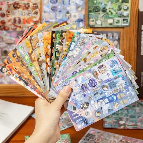 30 Sheets Cute Japanese Sticker Book,Dreams Aesthetic Sticker Book for Scrapbooking, Journaling, DIY Crafts, Water Bottle Decoration