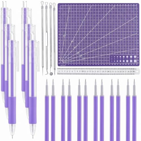 24 Pcs Craft Knife Pen Set, 6 Craft Knives with 12 Refills, Purple