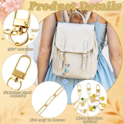 Wurosi 18pcs Paperclip Keychain Making Kit,Key Ring Swivel Snap Hook Chains