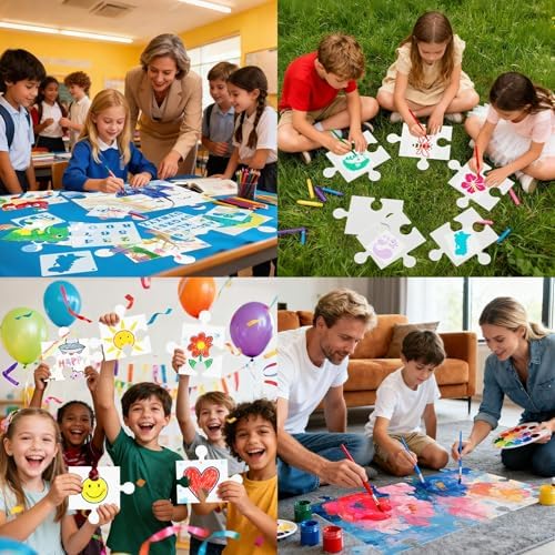 95 Pcs Blank Puzzle Pieces to Draw on, Make Your Own Puzzle Jigsaw