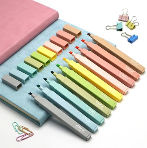 Vitoler Bible Highlighters,Aesthetic No Bleed Dry Fast,Chisel Tip,10Pcs | Assorted Color,Cute Pastel,high quality for bible study,books,journal,writing,school office