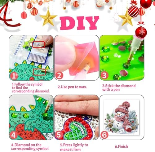 LumiCraft 6 Packs Merry Christmas Diamond Art Painting Greeting Card Kits