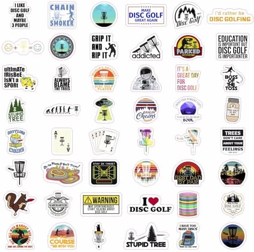 100Pcs Funny Disc Golf Stickers Decals for Water Bottles & Laptop - Disc Golf Party Supplies, Gifts for Women & Men