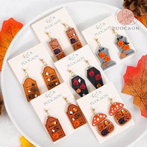 Puocaon Halloween Bookshelf Polymer Clay Cutters for Jewelry Earring Making