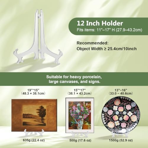 Artliving 12 Inch Plastic Display Stand, White Easel Display Photo Holder Stand, Displays Picture Frames, Cookbooks, Tablets and Art