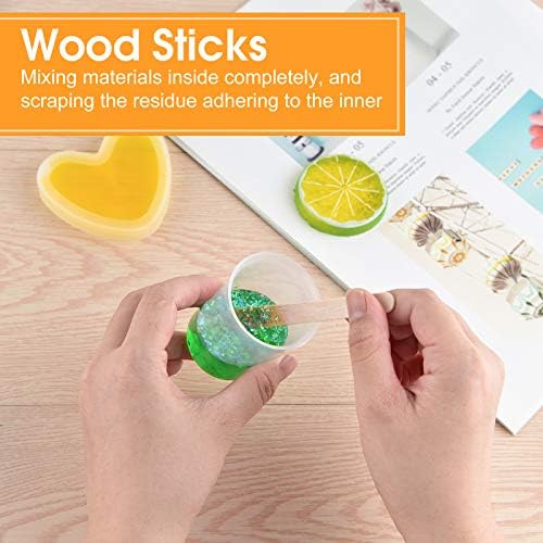 Coopay 50 Pack 60ml/2oz Plastic Graduated Cups Transparent Scale Clear Epoxy Mixing Cup with 100 Pack Wooden Stirring Sticks for Resin, Epoxy, Stain, Mixing Paint
