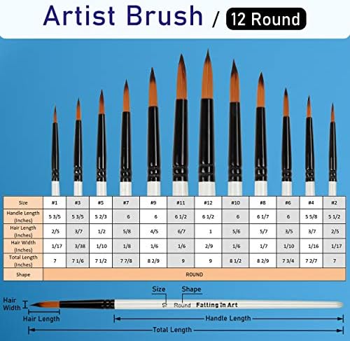 Falling in Art 12 PCS Professional Round Paint Brushes Set