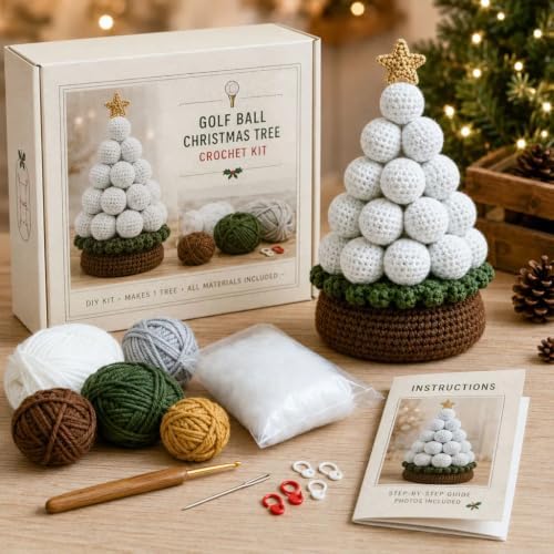 Crochet Kit Sports Ball Christmas Tree (Golf Ball)
