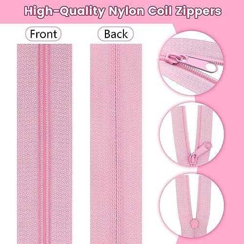 DOITEM 42 Yards 14 Pieces Coil Zippers Assorted Nylon Zipper with 56 Sliders, 14 Color for DIY Tailor Sewing Crafts