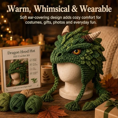 Fantasy Animal Hood Hat DIY Crochet Kit, Complete Crochet Starter Set