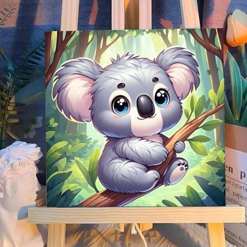 Reivworl Koala Paint by Numbers Kit for Kids with Frame 8×8 inch