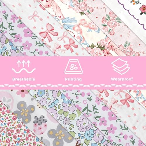 Aubliss 8pcs Fat Quarter Fabric Bundles (100% Cotton - 20'' x 20'')
