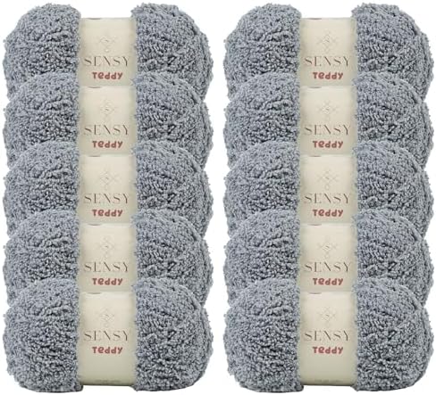 S Sensy Teddy - Micro Polyester Amigurumi Yarn 10 Skeins Gray 109 Yards 4oz