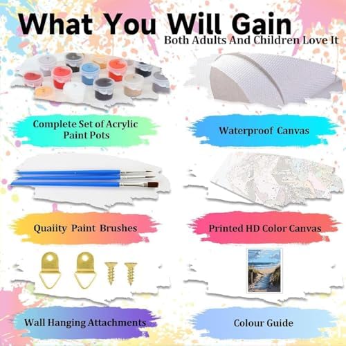 EIBEILI Seaside Scenery Paint by Numbers Kit for Adults Beginner,Beach Adult Paint by Number Kits on Canvas,Easy Canvas Paint by Numbers for Adults for Home Wall Decoration 12 X 16 inch