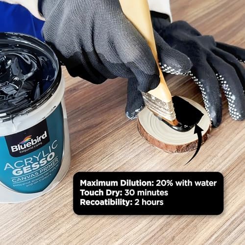 BLUEBIRD Heavy Gesso Primer for Acrylic Painting, Gesso Surface Prep Medium for Acrylic Paint and Oil Paint (Black, 28.2 Oz)