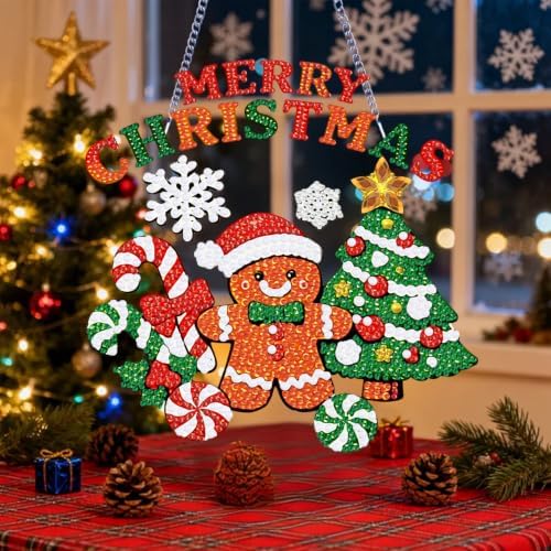 VeGuude Christmas Diamond Art Kits for Adults, DIY Acrylic Hanging Ornament