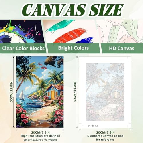 ICYANART 4 Pack Beach Paint by Numbers for Adults with Framed and Easel