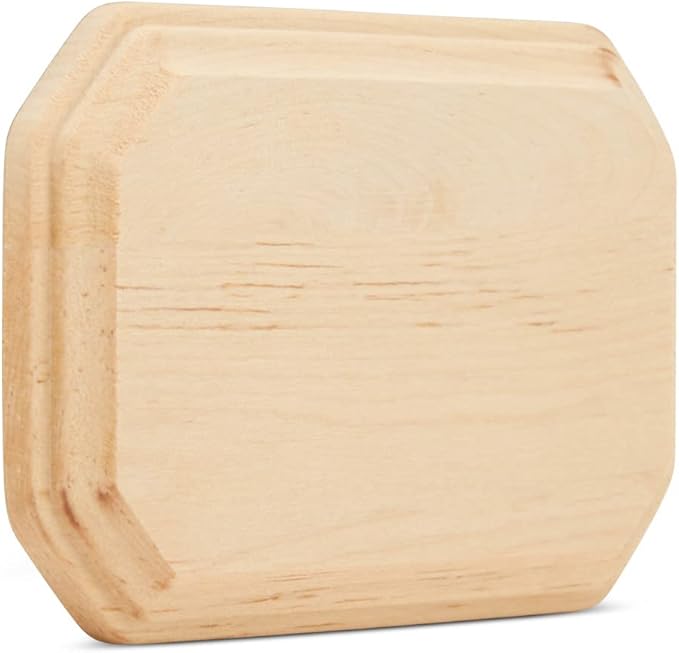 Wood Rectangle Plaque 5 inch, Pack of 1 Beveled Edge Clipped Corner Unfinished Wooden Plaque Wood Plank Craft Blanks by Woodpeckers
