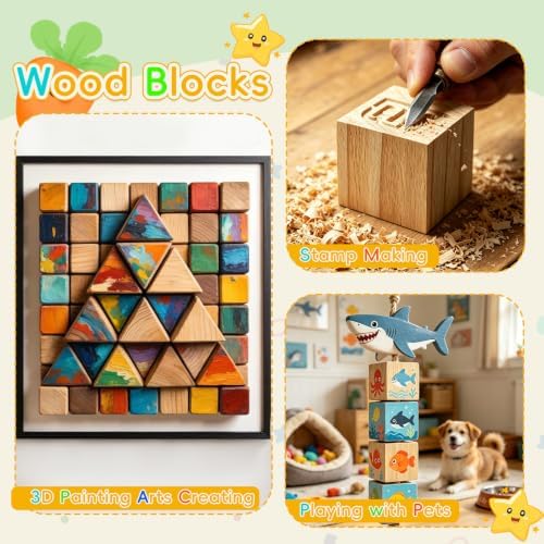 Cheardia 30 Pack 2 Inch Wooden Blocks for Crafts, Unfinished Wood Cubes Square Blank Block for Crafts Making, DIY Decor
