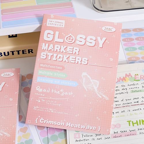 Crimson Heat Wave Label Sticker Scrapbooking Supplies for Junk Journal, 20 Sheets Stickers - Ephemera Stickers Book(TZ-012-002)