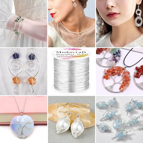 20 Gauge Silver Jewelry Making Wire with 4 in 1 Plier modacraft 82FT Craft Wire 0.8mm Tarnish Resistant Copper Wire Beading Wire for Jewelry Making Supplies and Crafting