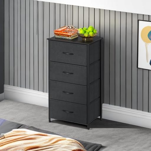 AODK Small Dresser for Bedroom with 4 Storage Drawers, Black
