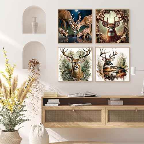 Xylogist 4 Packs Deer Diamond Art Kits for Adults 12x12 Inch