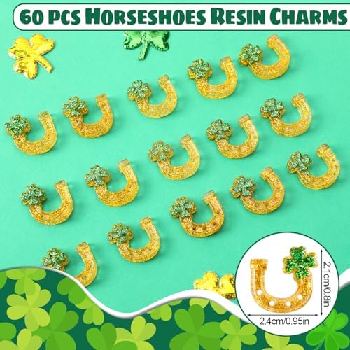 60Pcs Mini Resin Horseshoe Charms for St. Patrick's Day DIY Crafts