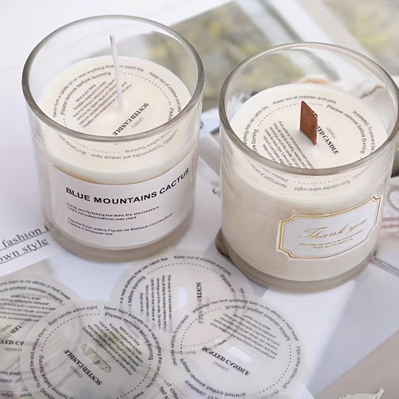 Round Candle Warning Safety Stickers,Labels with Burning Instructions