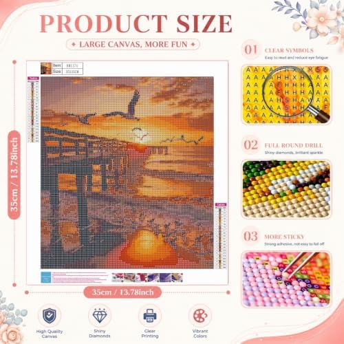 DOTSTART Diamond Art Kits for Adults, Sunset Full Drill Round Gem Art