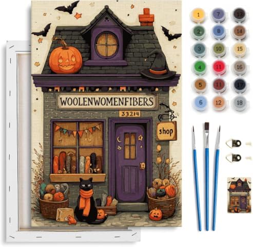 Spandrel Ghost Paint by Number Kits Floral for Adults, Halloween Paint by Number Kits on Canvas Daisy Flower, DIY Acrylic Oil Painting by Numbers Gitfs for Home Wall Decor, 8x12in
