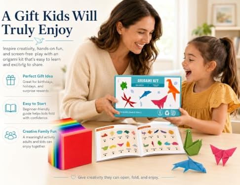 Origami Paper Kit 200 Sheets 6x6 Inch Colored Craft Paper with Guide | Double Sided,Step-by-Step Guide,Multi Colors,No Fading Paper,Clean Crisp Folds,Perfect for Beginner,Kids,School,Craft Gift