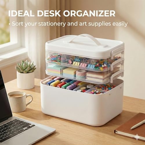 13.3 QT Art Supply Storage Organizer, 3-Tier with Removable Trays