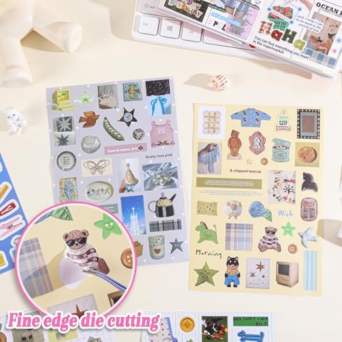 Girl's Korean Sticker Book, Food and Daily Life Theme - 1300+ Cute Dream Style Foodie Stickers, for DIY Scrapbooking Journaling Handbook Decoration Vintage