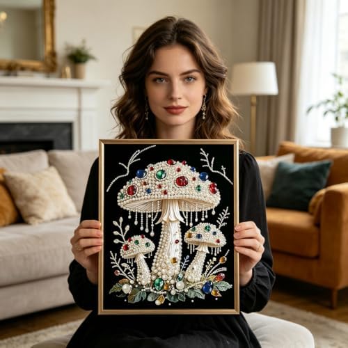 Pearl Diamond Painting Kits for Adults, Diamond Art for Mushroom 12x16In