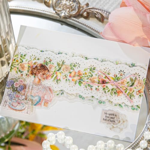 PET Tape Stickers for Scrapbook Supplies,Flowers Stickers for Journaling