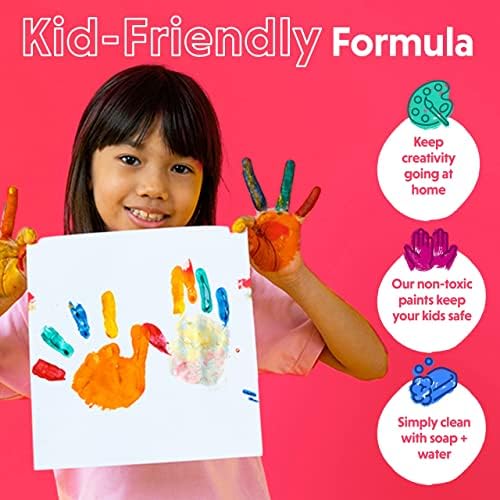 Crafts 4 All Acrylic Paint Set - Art Paints for Canvas, Model Painting, Wood, Ceramics and Fabric - Craft Supplies with 3 Artist Brushes for Adults & Kids﻿, 12 Pack, 12mL
