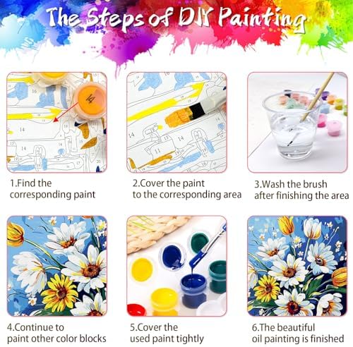 ZTOTZ Sunflower Paint by Numbers kit for Adults, Sunflower Paint by Numbers Adults Canvas Without Frame, DIY Flower Painting by Numbers for Gift Home Wall Decor(16x20inch)