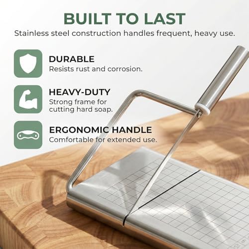 Soap Cutter for Handmade Soap,Stainless Steel Soap Cutters with Scale for Soap Making Loaf Slicer, DIY Craft Soap, Candle.Includes 10 soap Bags,for Families & Small soap Shops