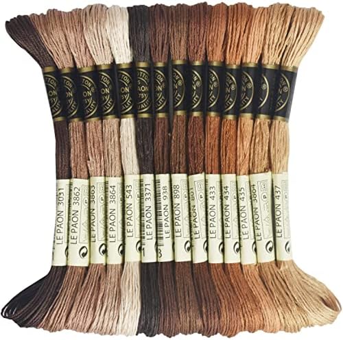 Premium Rainbow Color Embroidery Floss - Cross Stitch Threads - Friendship Bracelets Floss - Crafts Floss - 14 Skeins Per Pack Embroidery Floss, Light Rust Gradient
