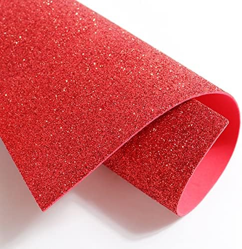10 Sheets Glitter Paper Sheet for Easter Memorial Flag Independence Day Juneteenth Decor Table Decorations, A4 Cardstock Self-adhesive Paper for Graduation DIY Card Decoration (Red)