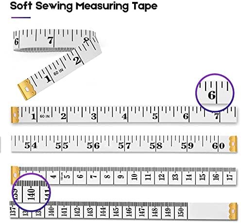 iBayam 2-Pack Soft Tape Measure 60" for Sewing, Body & Weight Loss, White