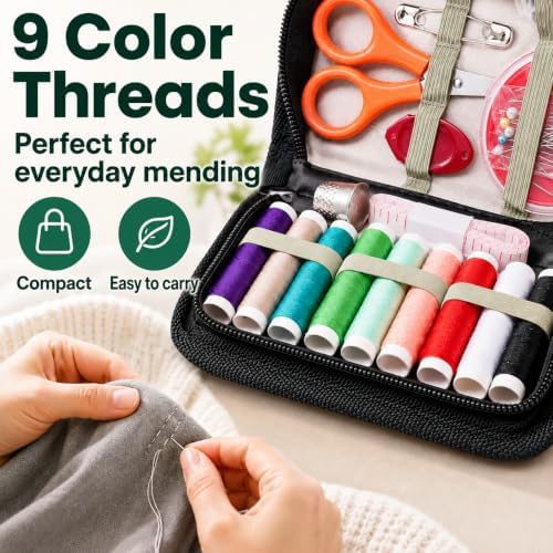 LEIYULY Sewing Kit for Adults, Needle and Thread Kit, Sewing Supplies (45_Black)