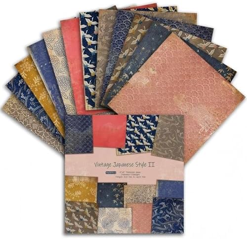 Scrapbook Paper,24 Sheets 6x6 Inch Vintage Japanese Style Scrapbook Supplies,160gsm Single-Sided Decopodge Craft Paper for DIY Card Making Scrapbook Photo Album Journal Decor (Retro 2)