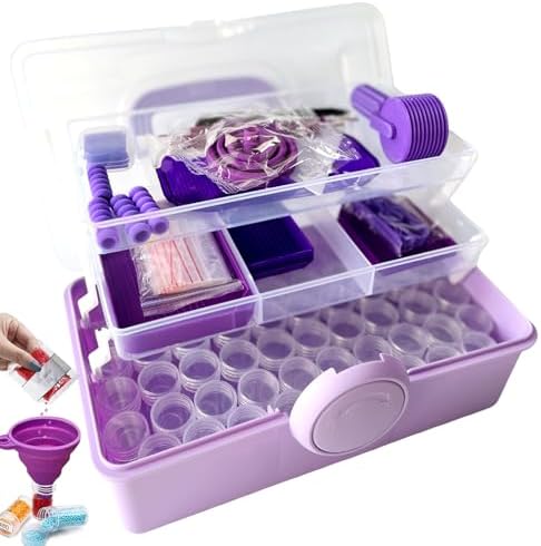 CXJINZE 115 Pcs Diamond Painting Tools Accessories Storage Kit, Purple