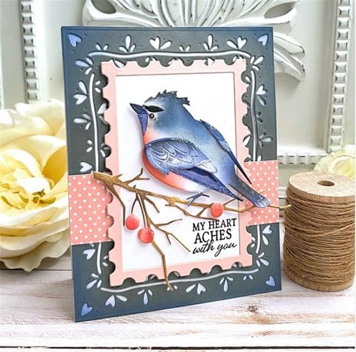 Scrapbooking Die-Cuts, Layer Frame Net Set Metal Cutting Dies for Card Making, Paper Craft Template, Background Embossing Stencils, DIY Album Décor (Love line frame-13.8x10.5cm)