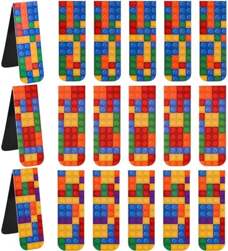 48 Pcs Magnetic Bookmark, Building Block Magnetic Bookmark Magnetic Page Markers Clips for Kids Students Teachers Reading Book Lovers Supplies Party Favors (3 Styles)