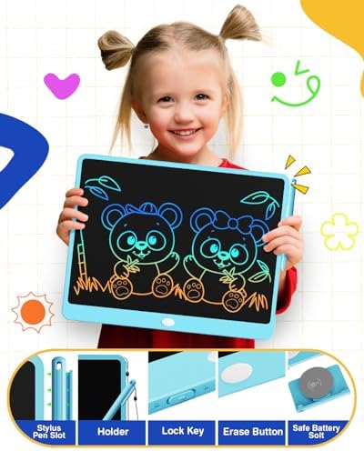 TEKFUN 16" LCD Writing Tablet for Kids & Family, Large Reusable Writing Pad for Homework, Notes Daily Use, Screen-Free Drawing & Note Board for Home, School,Travel (Blue)